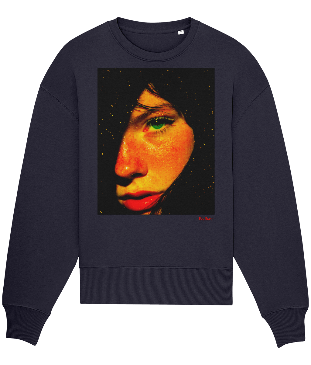 Stanley/Stella Radder 2.0 Oversized Heavyweight Sweatshirt | Inkthreadable azoulka close up female glance studio photography high detail s 624fcd85-3988-412a-bfc7-1b892cca865b copy Colorful Minimalist Logo